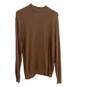 CEZANI Men’s Sz XL Brown Silk Blend Sweater Lightweight Mock Neck